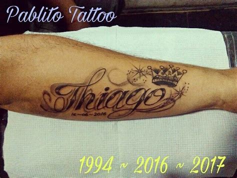 DIseños de padres y los tatuajes con el nombre thiago